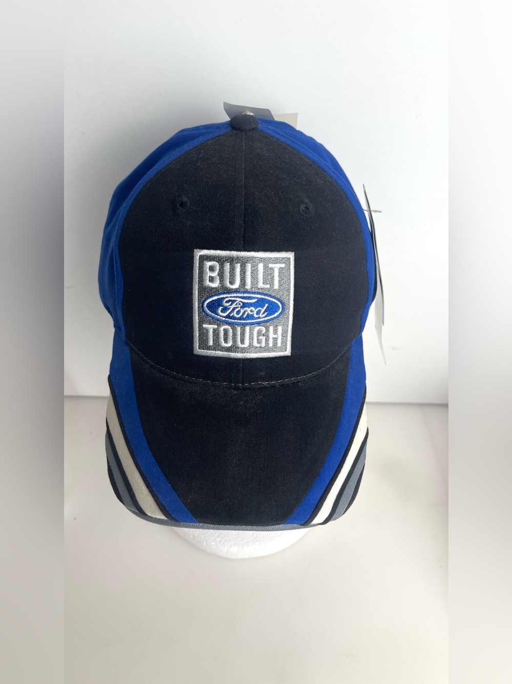 NWT Y2K FORD BUILT TOUGH BLACK BLUE ADJUSTABLE Trucker HAT CAP Snapback